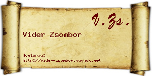 Vider Zsombor névjegykártya